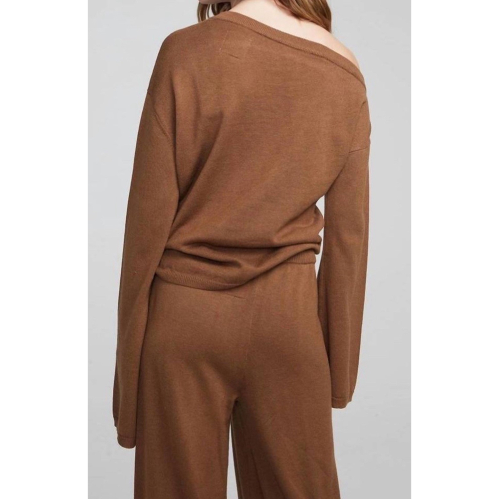 Chaser 'Dani' Satin Off Shoulder Bronze Metallic Long Sleeve Size S - Picture 5 of 8